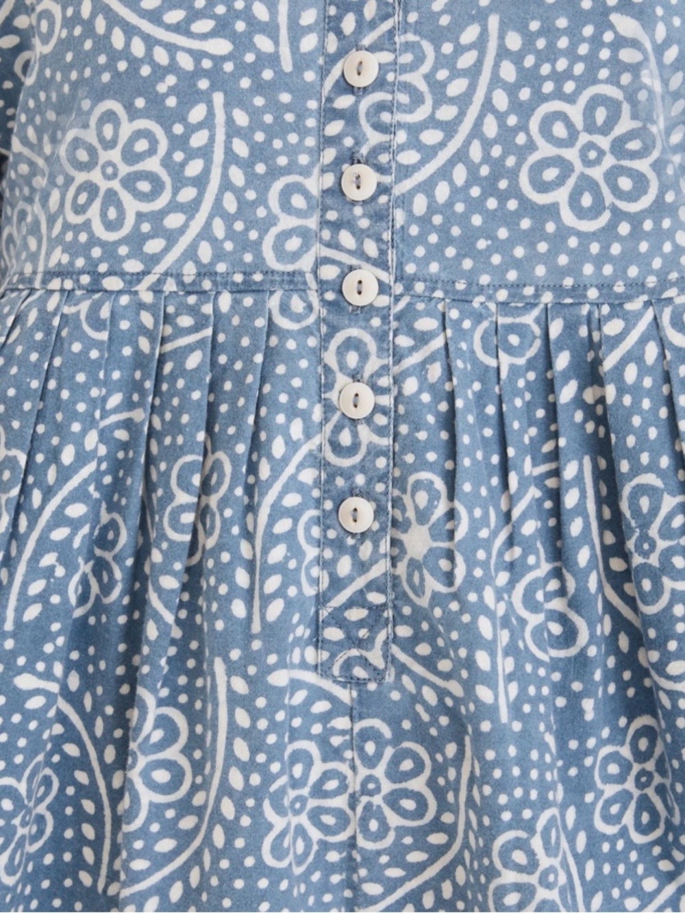Madewell Bubble-Sleeve Button-Front Mini Dress in Indigo Paisley - Picture 4 of 9
